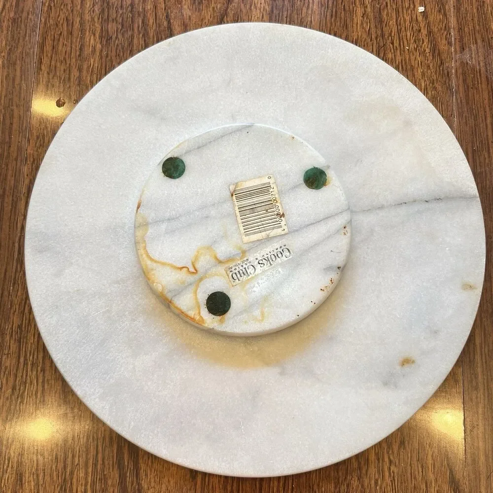 Gray White Marble Tabletop Felt Base Lazy Susan 12